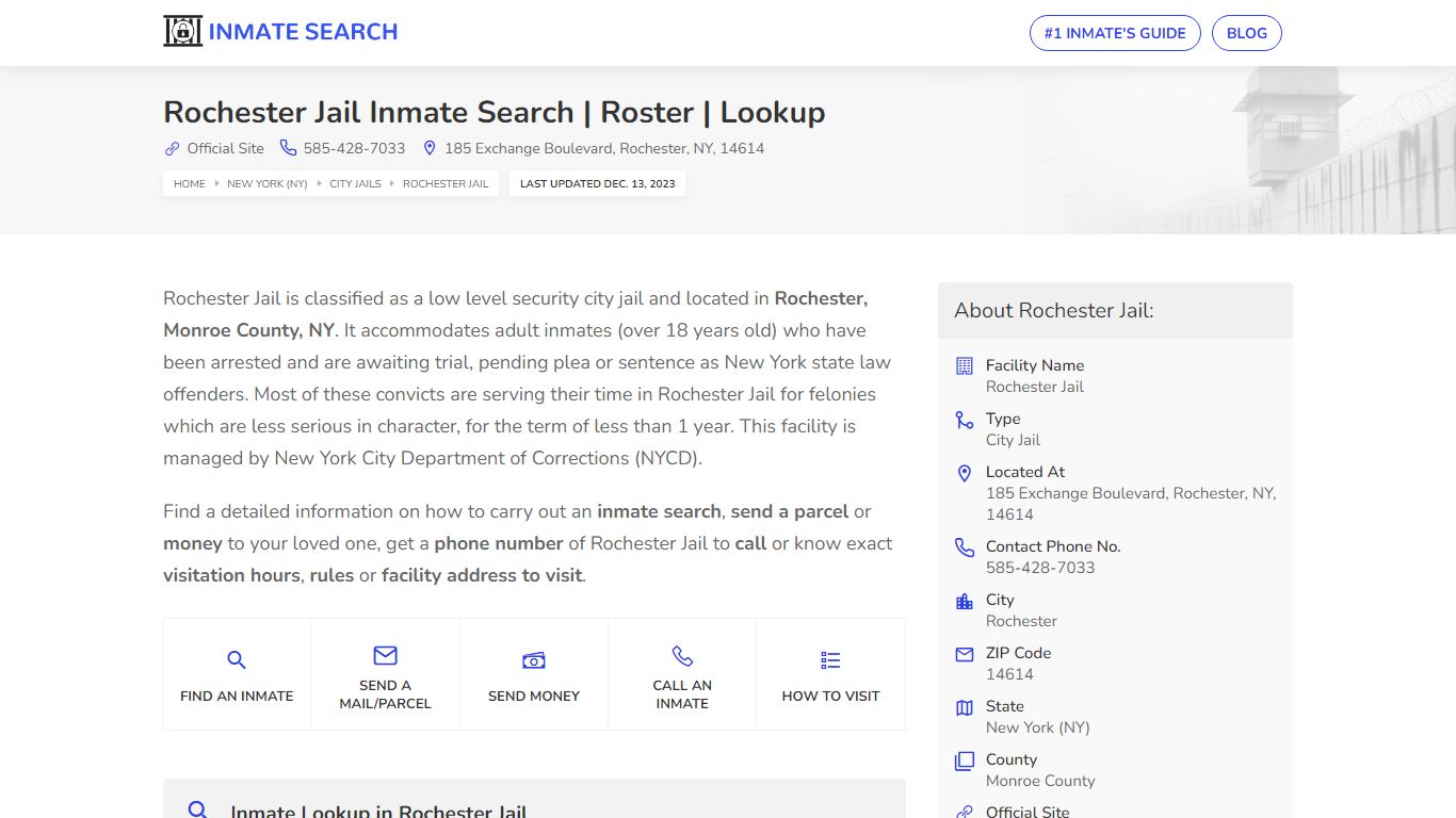 Rochester Jail Inmate Search | Roster | Lookup